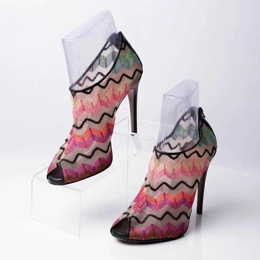 Missoni Womens Peep Toe Mesh Bootie Heels Sz 8 38